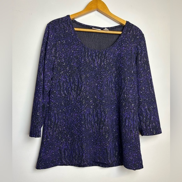 Y2K Easywear by Chicos Women Top M Purple Burnout half Sleeve Whimsigoth Witchy - Picture 1 of 9